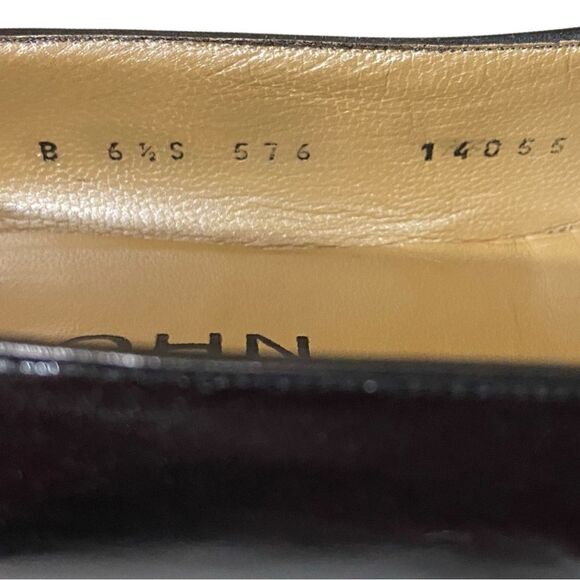 St. John Black Leather Patent Square Toe Gold Embellishment 1.5” Block Heels - Picture 11 of 16